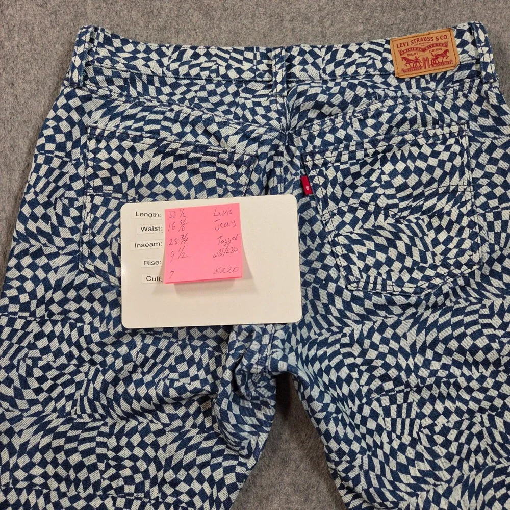 Levis 501 Original Fit Jeans 31x29 Blue White Warped Checkerboard Print